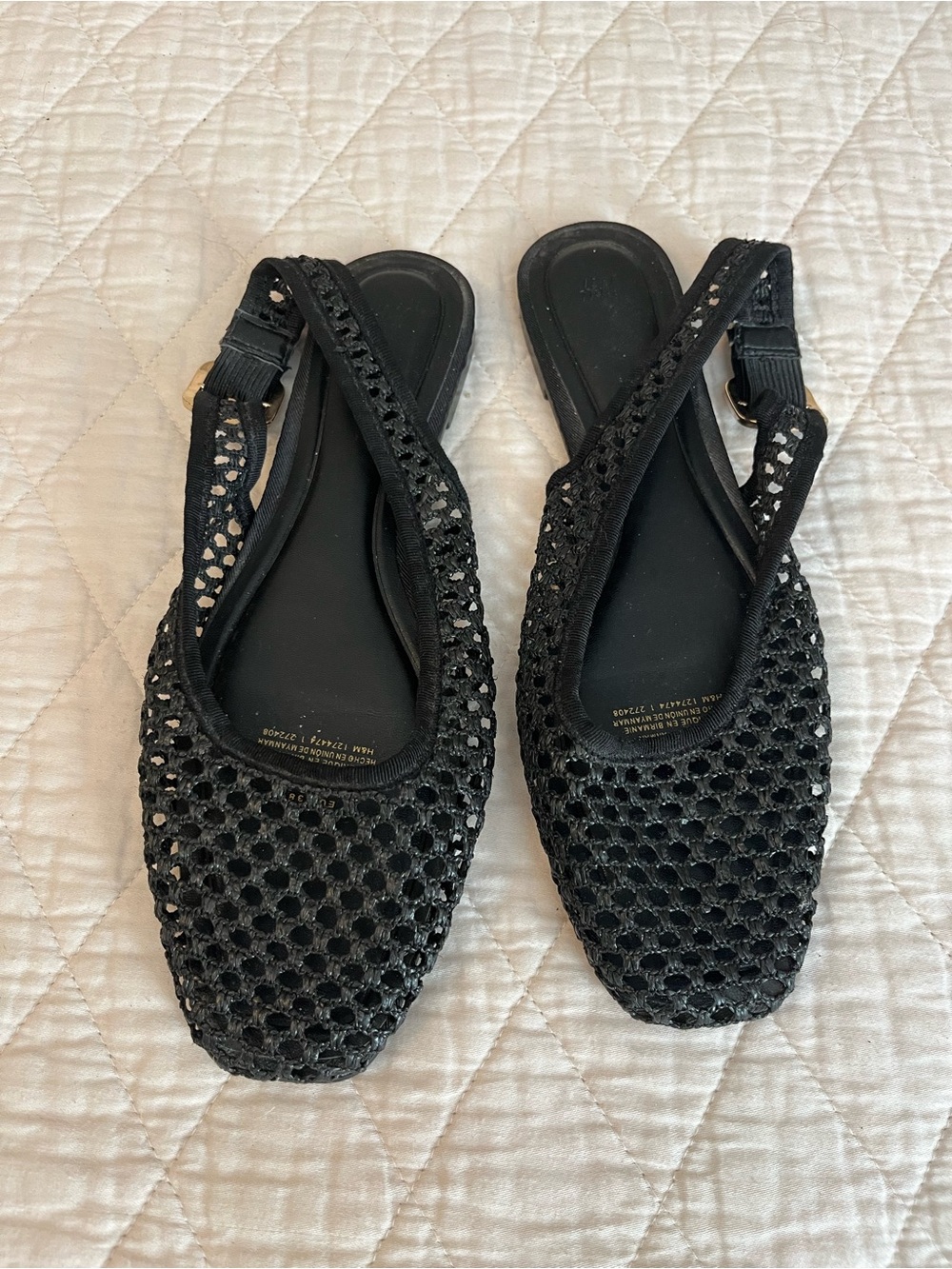 H&M Black Crochet Slingback Sandals